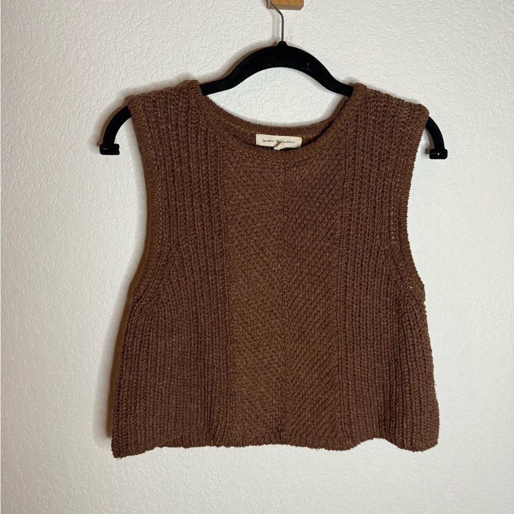 Brown Knit Sleeveless Sweater